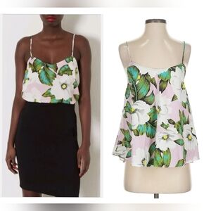 Topshop Pink Floral Spaghetti Strap Tank Top